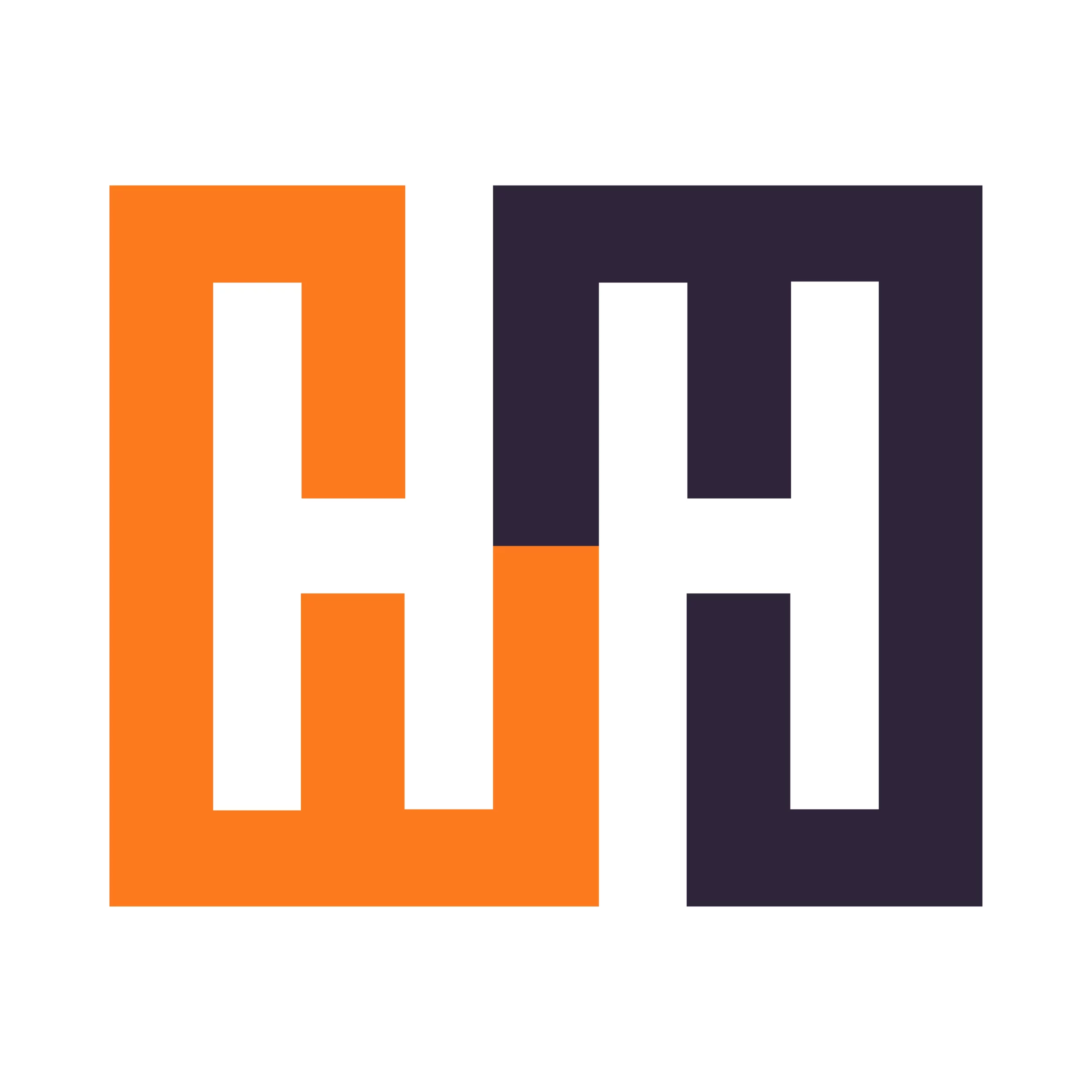 Een website-ontwerp met een oranje en zwart logo met de letter h, gemaakt door een webdesigner in Nijmegen.