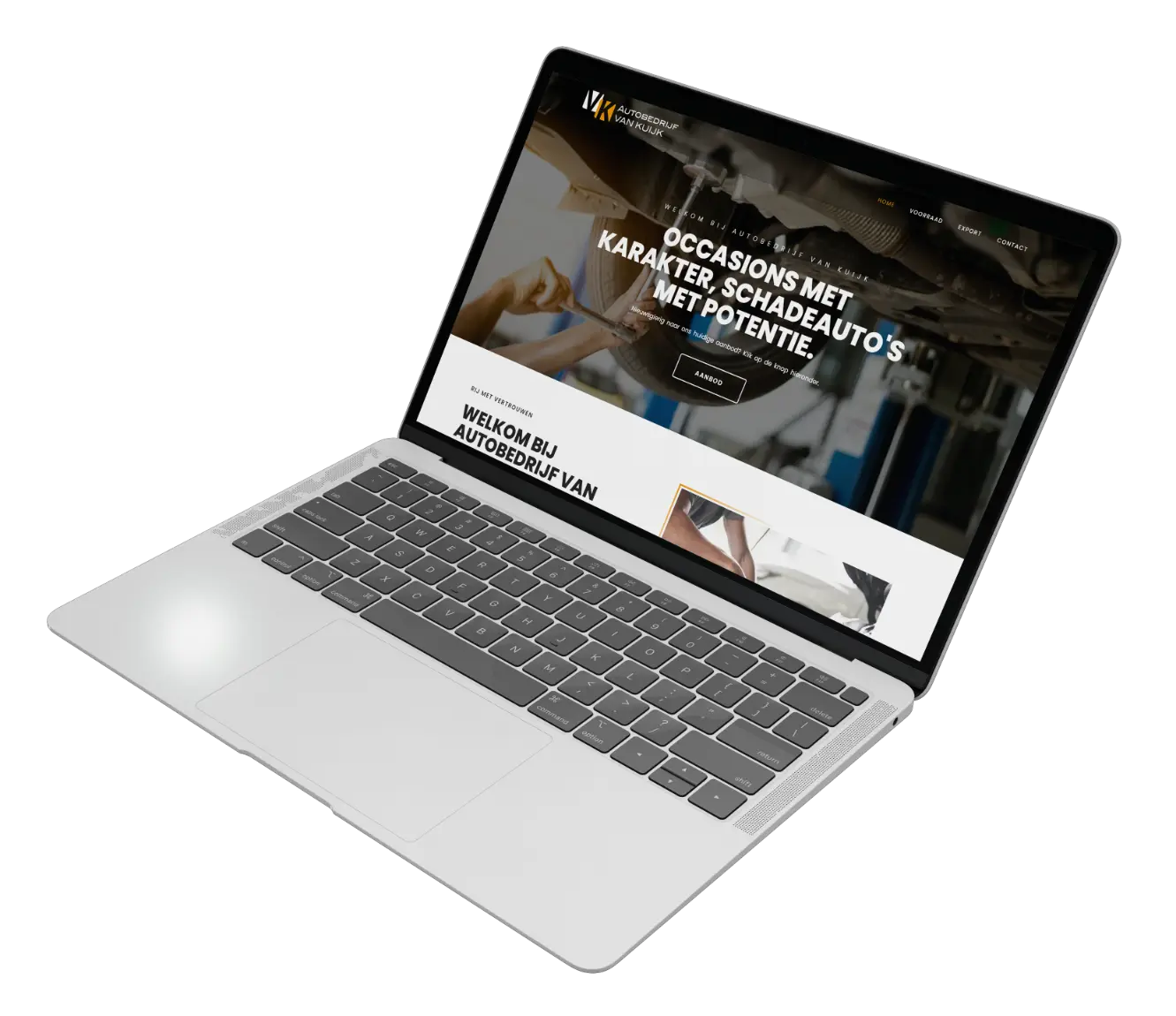 Laptop met daarop de website van Autobedrijf Van Kuijk uit Ewijk